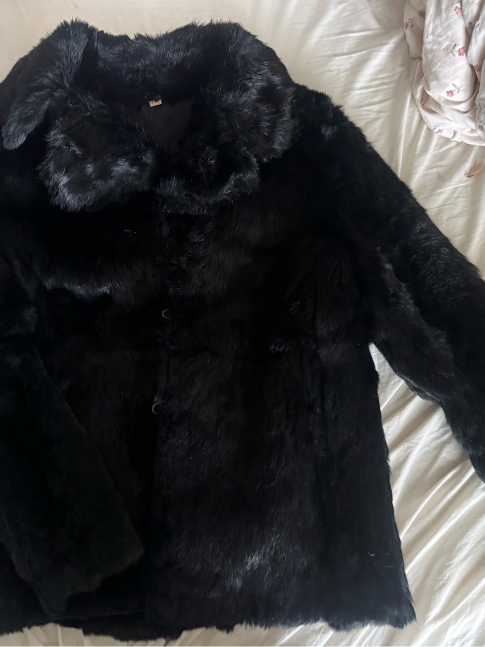 Vintage Black Rabbit Fur Jacket